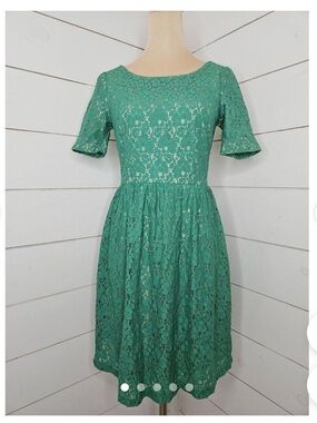 Cynthia Rowley Green Lace Overlay Dress